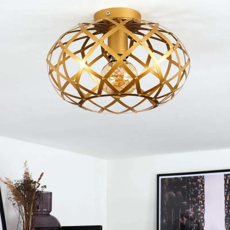 Lampes Dorées-hofstein Plafonnier Shupá Or, Laiton, 1 lumière