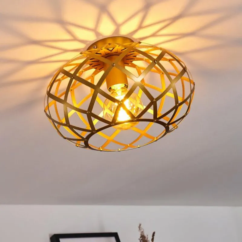 Lampes Dorées-hofstein Plafonnier Shupá Or, Laiton, 1 lumière