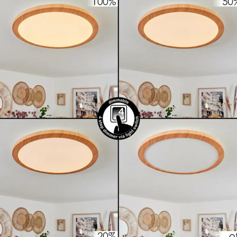 Luminaires Scandinaves-hofstein Plafonnier Siguna LED Couleur bois, 1 lumière