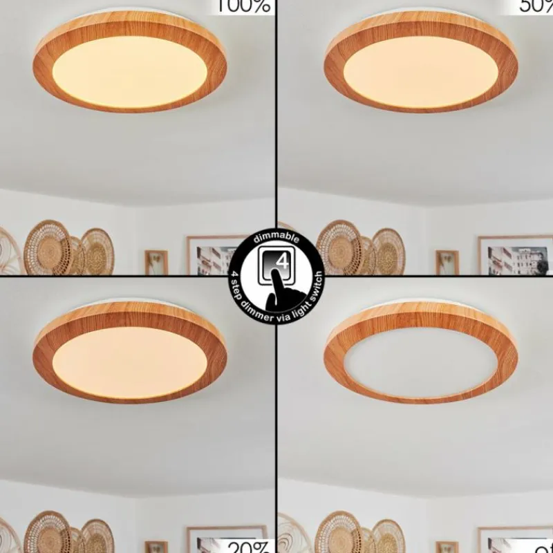 Luminaires Scandinaves-hofstein Plafonnier Siguna LED Couleur bois, 1 lumière