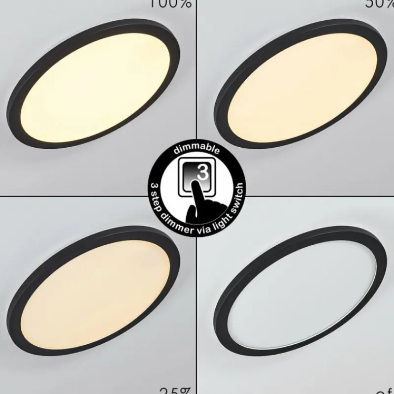 hofstein Plafonnier Siguna LED Noir, Blanc, 1 lumière