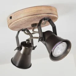 Lampes Vintages & Rétros-hofstein Plafonnier Skodsbol Anthracite, Bois clair, 2 lumières