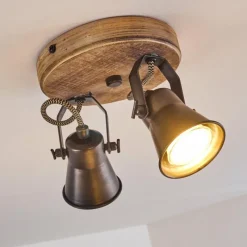 Lampes Vintages & Rétros-hofstein Plafonnier Skodsbol Anthracite, Bois clair, 2 lumières