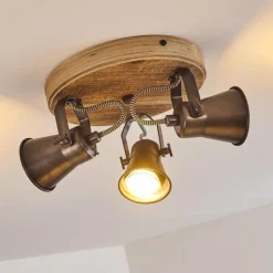 Lampes Industrielles-hofstein Plafonnier Skodsbol Bois clair, Noir, 3 lumières