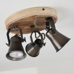 Lampes Industrielles-hofstein Plafonnier Skodsbol Bois clair, Noir, 3 lumières