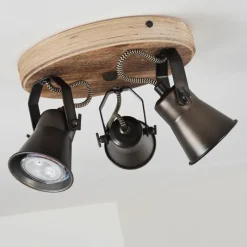 Lampes Industrielles-hofstein Plafonnier Skodsbol Bois clair, Noir, 3 lumières