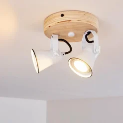 Lampes Vintages & Rétros-hofstein Plafonnier Skodsbol Bois clair, 2 lumières