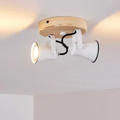 Lampes Vintages & Rétros-hofstein Plafonnier Skodsbol Bois clair, 2 lumières