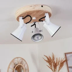 Lampes Industrielles-hofstein Plafonnier Skodsbol Bois clair, Blanc, 3 lumières