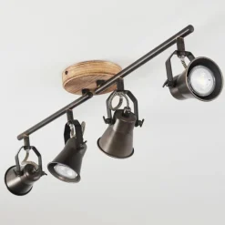 hofstein Plafonnier Skodsbol Gris, Brun clair, Acier brossé, 4 lumières