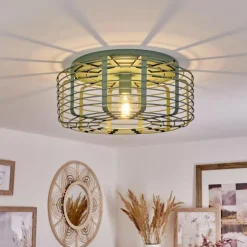 Lampes Vintages & Rétros-hofstein Plafonnier Sooke Bleu, 1 lumière