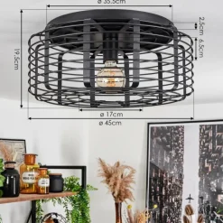 Lampes Vintages & Rétros-hofstein Plafonnier Sooke Noir, 1 lumière