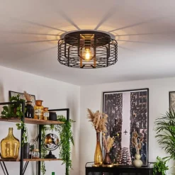 Lampes Vintages & Rétros-hofstein Plafonnier Sooke Noir, 1 lumière