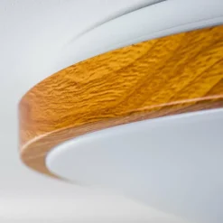 hofstein Plafonnier Sora Wood LED Bois clair, Blanc, 1 lumière