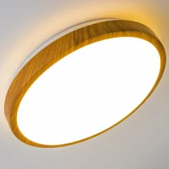 hofstein Plafonnier Sora Wood LED Bois clair, Blanc, 1 lumière