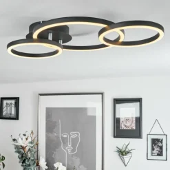 hofstein Plafonnier Sorte LED Chrome, Noir, 1 lumière