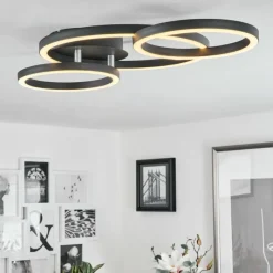 hofstein Plafonnier Sorte LED Chrome, Noir, 1 lumière