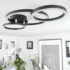 hofstein Plafonnier Sorte LED Chrome, Noir, 1 lumière