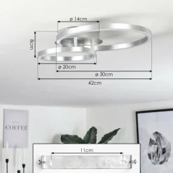 hofstein Plafonnier Sorte LED Nickel mat, 1 lumière