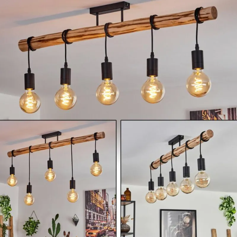 Luminaires Scandinaves-hofstein Plafonnier Soungou Écru, Noir, 5 lumières