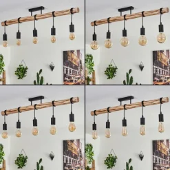 Luminaires Scandinaves-hofstein Plafonnier Soungou Écru, Noir, 5 lumières