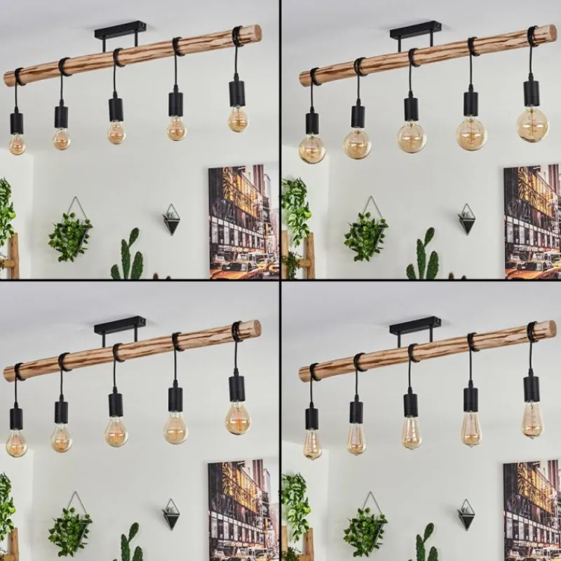 Luminaires Scandinaves-hofstein Plafonnier Soungou Écru, Noir, 5 lumières