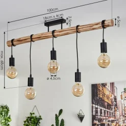 Luminaires Scandinaves-hofstein Plafonnier Soungou Écru, Noir, 5 lumières