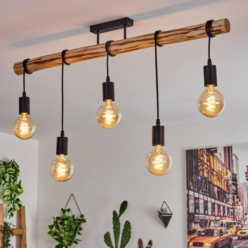 Luminaires Scandinaves-hofstein Plafonnier Soungou Écru, Noir, 5 lumières