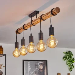 Luminaires Scandinaves-hofstein Plafonnier Soungou Écru, Noir, 5 lumières