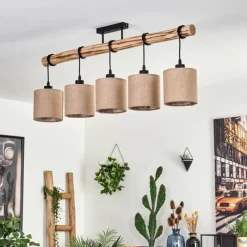 Lampes En Tissu-hofstein Plafonnier Soungou Écru, Noir, 5 lumières