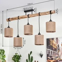 Lampes En Tissu-hofstein Plafonnier Soungou Écru, Noir, 5 lumières