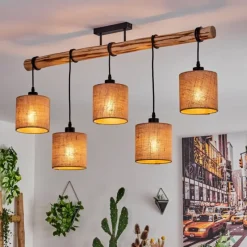 Lampes En Tissu-hofstein Plafonnier Soungou Écru, Noir, 5 lumières