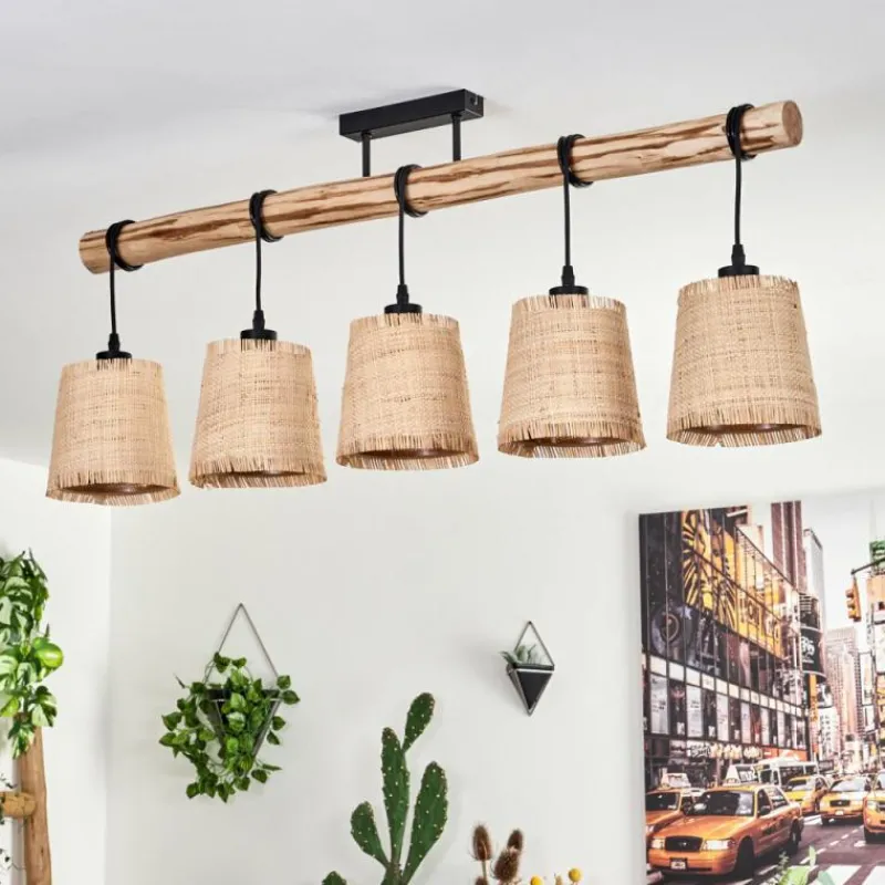 Luminaires Scandinaves-hofstein Plafonnier Soungou Écru, Noir, 5 lumières