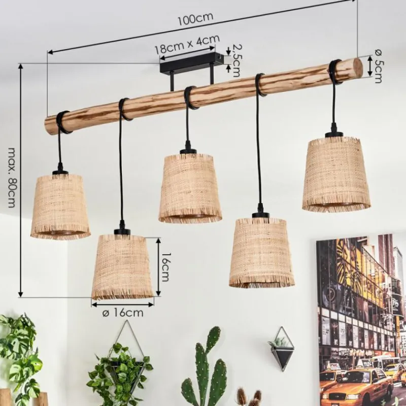 Luminaires Scandinaves-hofstein Plafonnier Soungou Écru, Noir, 5 lumières
