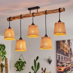 Luminaires Scandinaves-hofstein Plafonnier Soungou Écru, Noir, 5 lumières