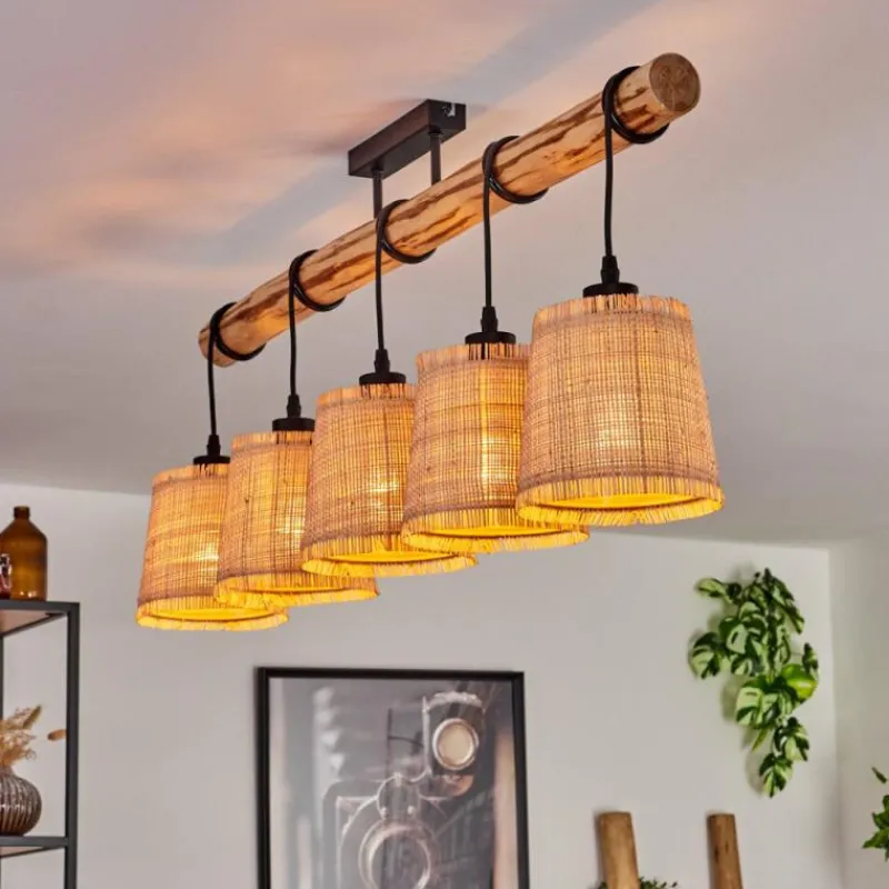 Luminaires Scandinaves-hofstein Plafonnier Soungou Écru, Noir, 5 lumières