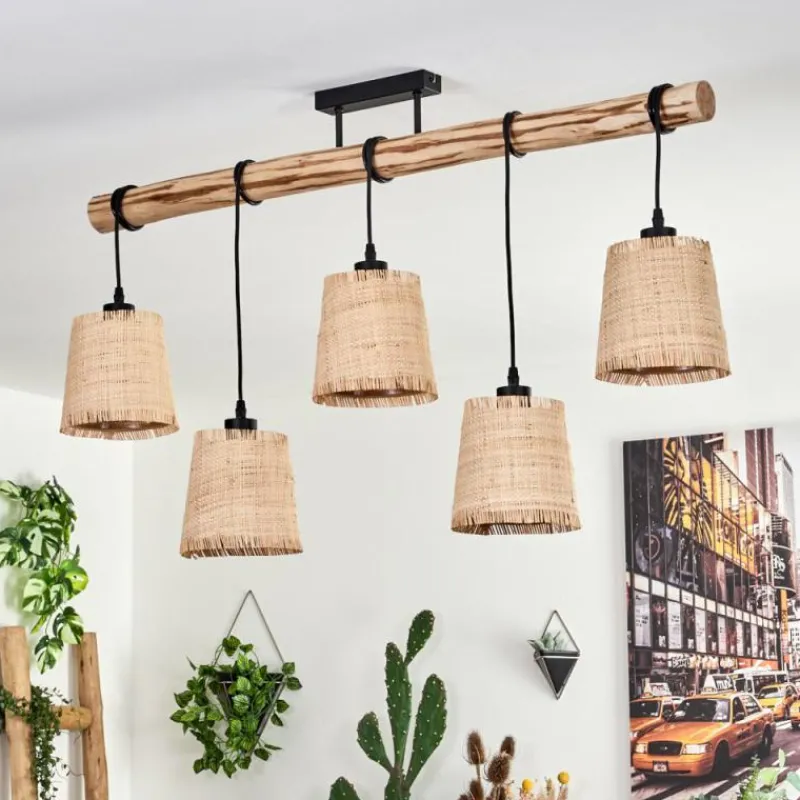 Luminaires Scandinaves-hofstein Plafonnier Soungou Écru, Noir, 5 lumières