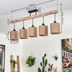 Lampes En Tissu-hofstein Plafonnier Soungou Écru, Noir, 5 lumières