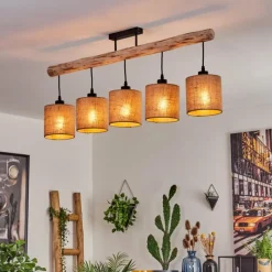 Lampes En Tissu-hofstein Plafonnier Soungou Écru, Noir, 5 lumières