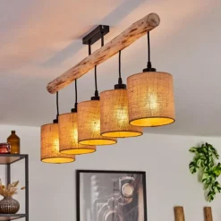 Lampes En Tissu-hofstein Plafonnier Soungou Écru, Noir, 5 lumières