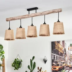 Luminaires Scandinaves-hofstein Plafonnier Soungou Écru, Noir, 5 lumières