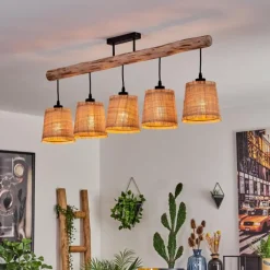 Luminaires Scandinaves-hofstein Plafonnier Soungou Écru, Noir, 5 lumières