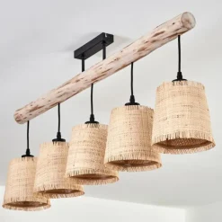 Luminaires Scandinaves-hofstein Plafonnier Soungou Écru, Noir, 5 lumières