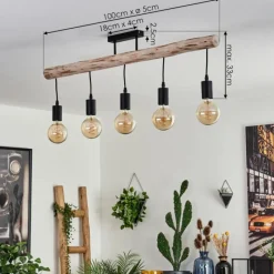 hofstein Plafonnier Soungou Écru, Noir, 5 lumières