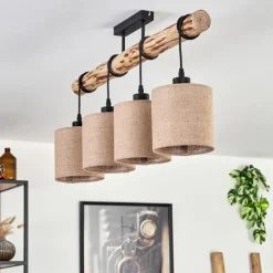 Lampes En Tissu-hofstein Plafonnier Soungou Écru, Noir, 4 lumières