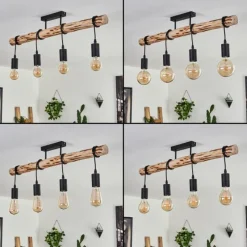 Luminaires Scandinaves-hofstein Plafonnier Soungou Écru, Noir, 4 lumières