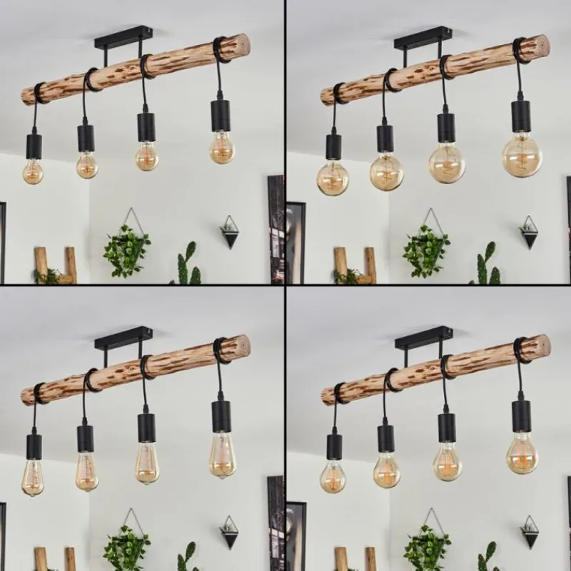 Luminaires Scandinaves-hofstein Plafonnier Soungou Écru, Noir, 4 lumières