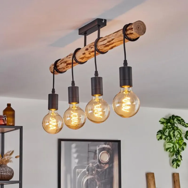 Luminaires Scandinaves-hofstein Plafonnier Soungou Écru, Noir, 4 lumières