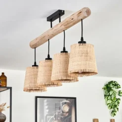 Luminaires Scandinaves-hofstein Plafonnier Soungou Écru, Noir, 4 lumières