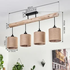 Lampes En Tissu-hofstein Plafonnier Soungou Écru, Noir, 4 lumières